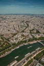 River Seine and buildings seen from the Eiffel Tower in Paris Royalty Free Stock Photo